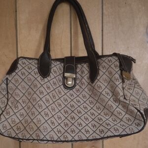 Dooney and Bourke Monogrammed Tan and Brown Handbag